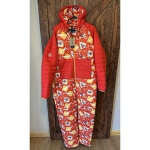 Kansas City Chiefs Chubbies Full-Zip Hooded Puffer Bodysuit Snow Suit • Men's M